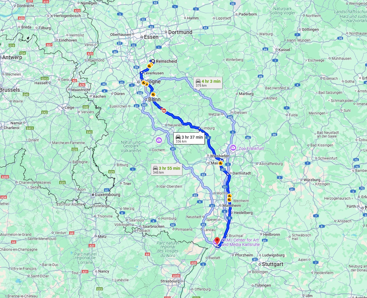 Anreise von Remscheid Zu Karlsruhe Über via A3 and A5