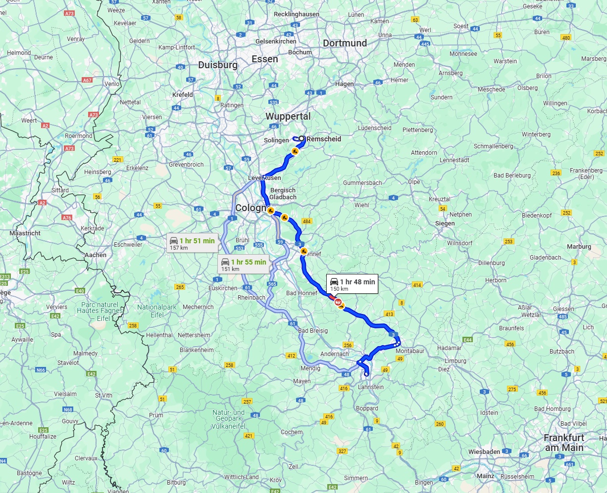 Anreise von Remscheid Zu Koblenz Über via A3