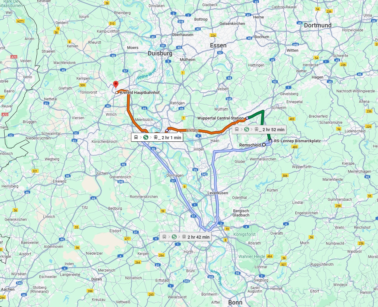 Anreise von Remscheid Zu Krefeld Über 