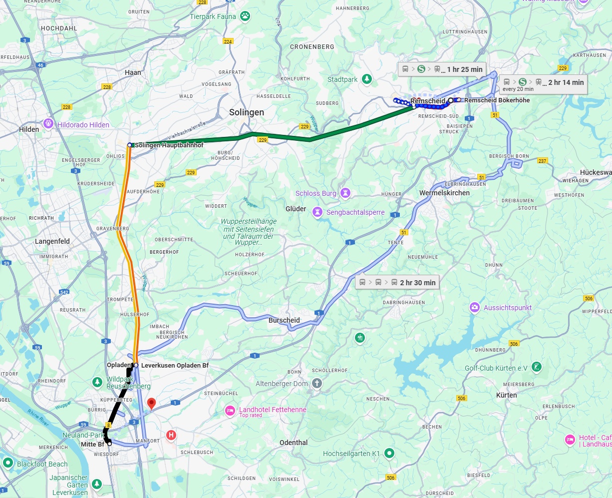 Anreise von Remscheid Zu Leverkusen Über 