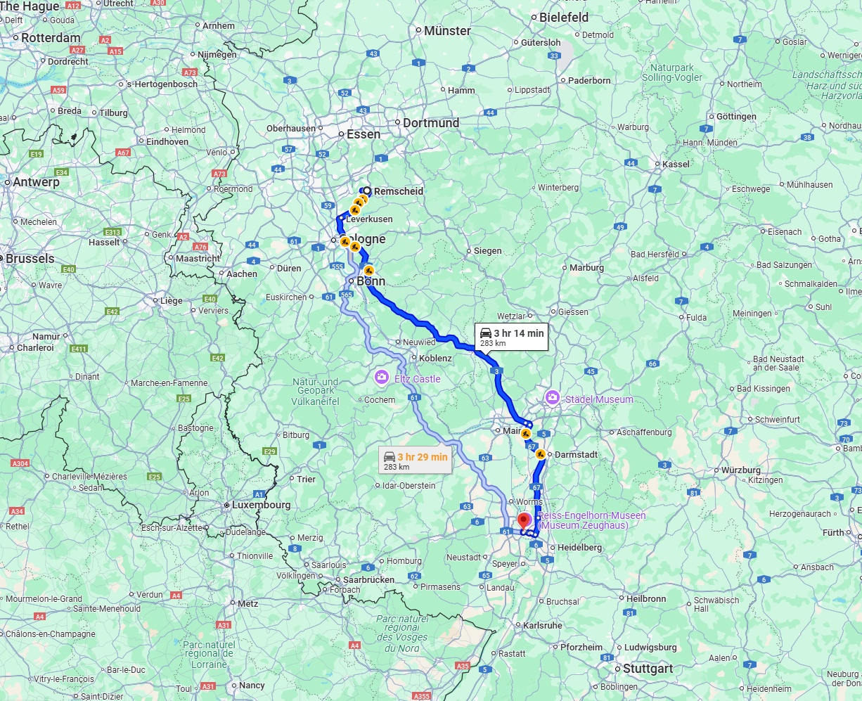 Anreise von Remscheid Zu Ludwigshafen am Rhein Über via A3