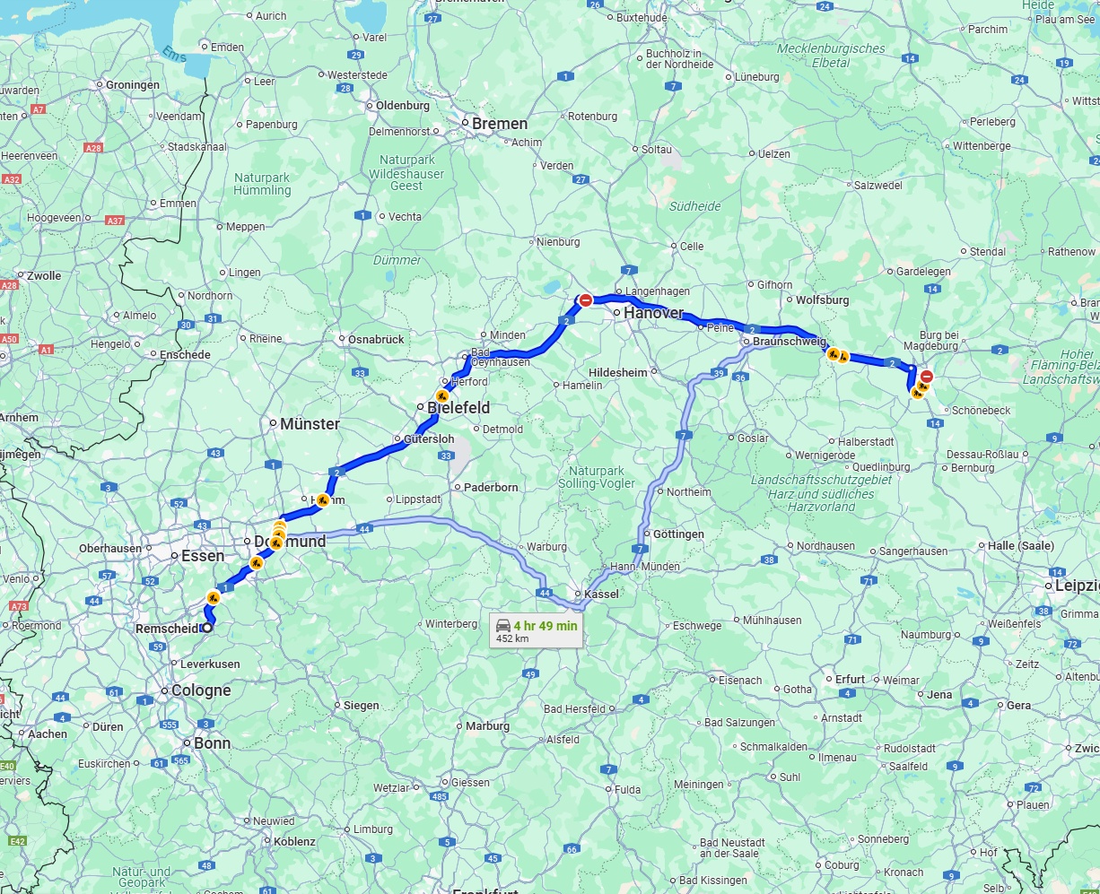 Anreise von Remscheid Zu Magdeburg Über via A2