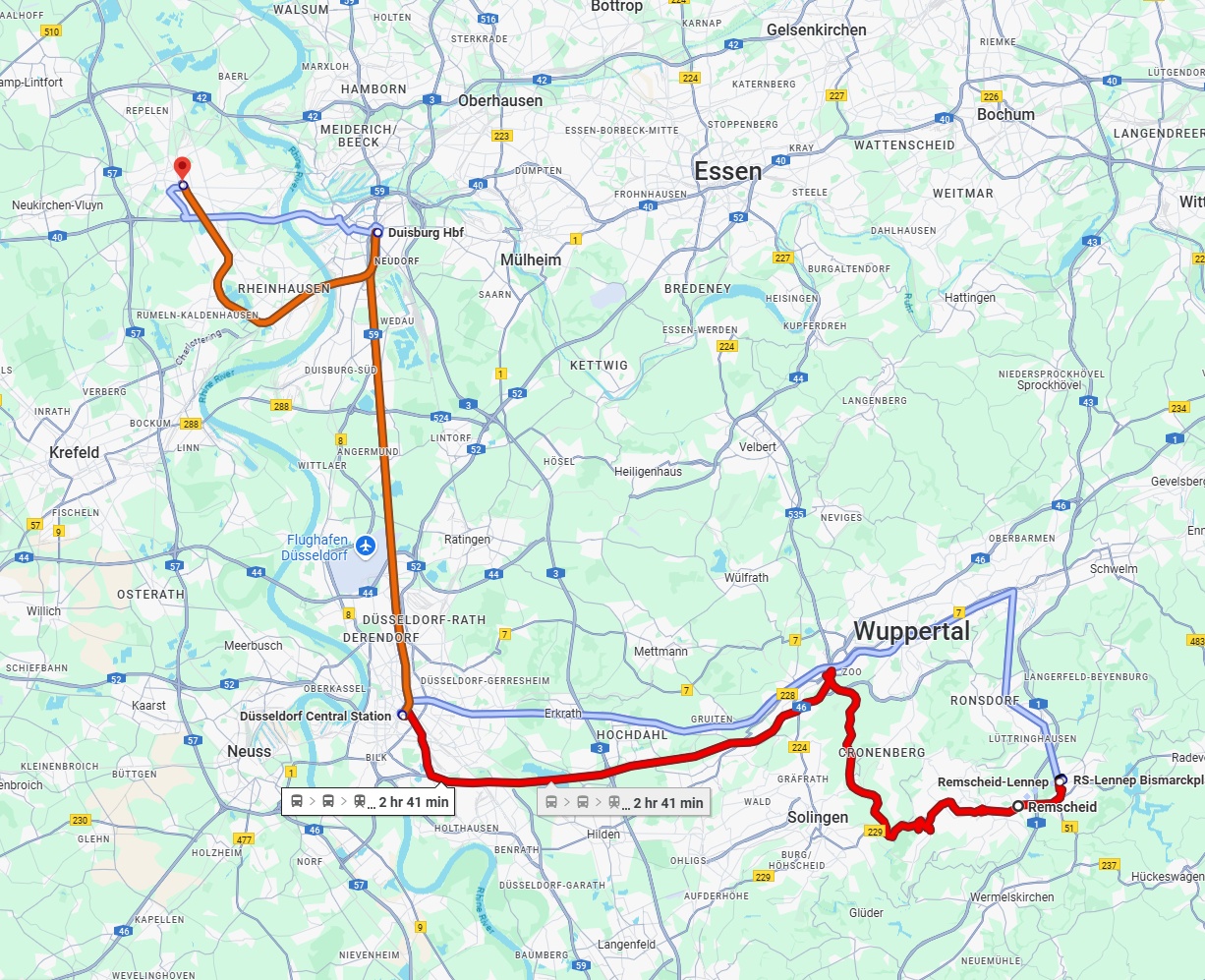 Anreise von Remscheid Zu Moers Über 