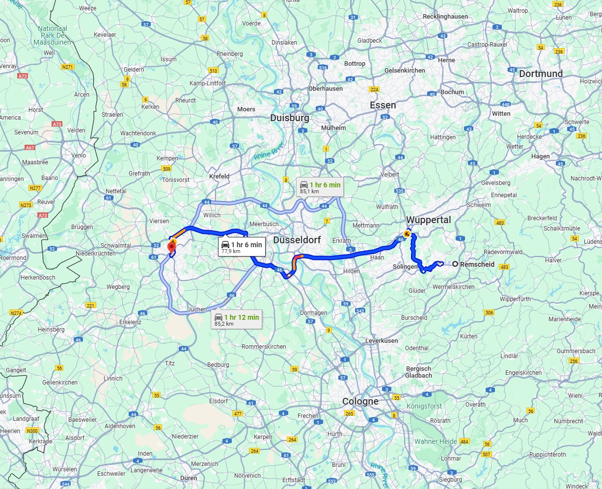Anreise von Remscheid Zu Mönchengladbach Über via A46