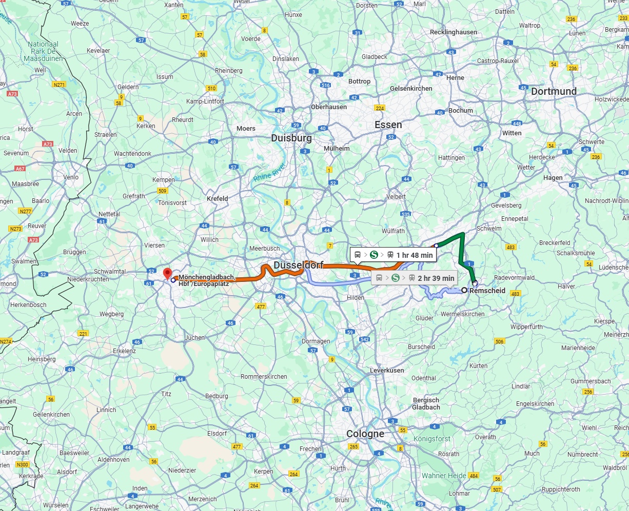 Anreise von Remscheid Zu Mönchengladbach Über 