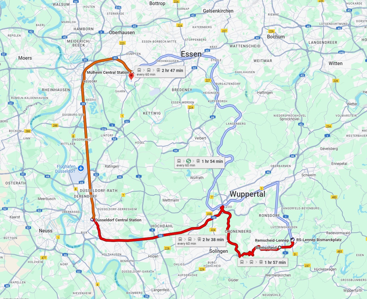 Anreise von Remscheid Zu Mülheim an der Ruhr Über 