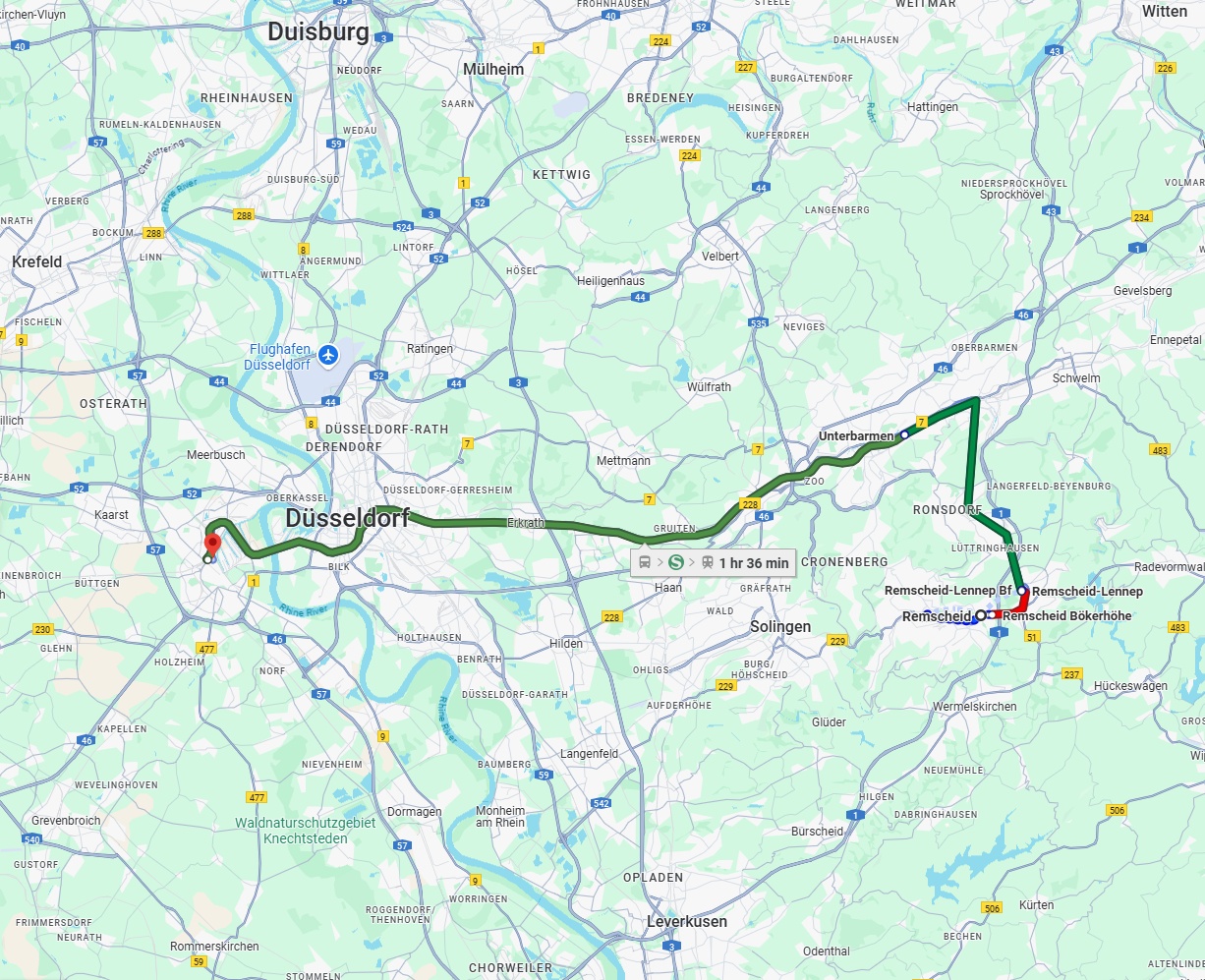 Anreise von Remscheid Zu Neuss Über 