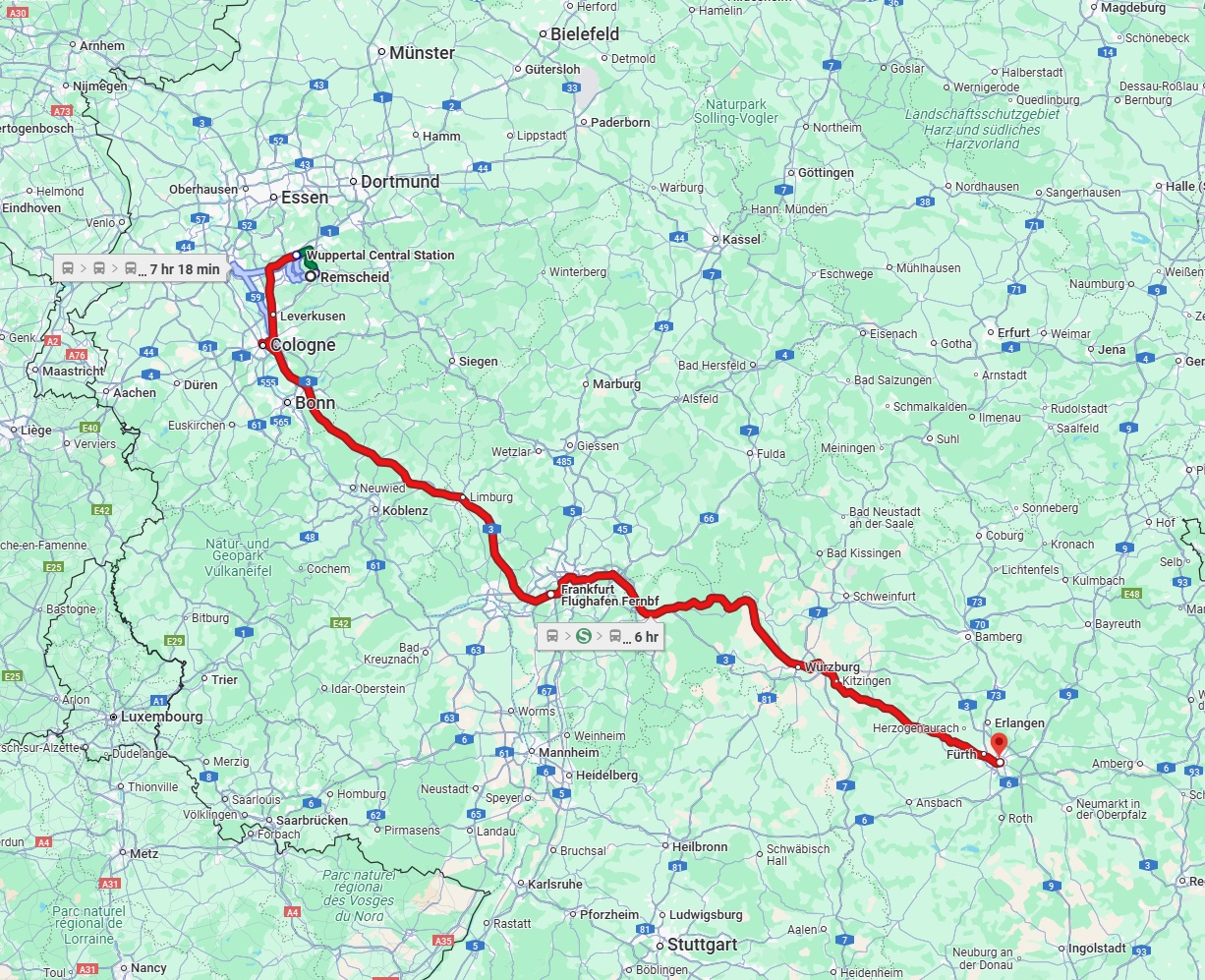 Anreise von Remscheid Zu Nürnberg Über 
