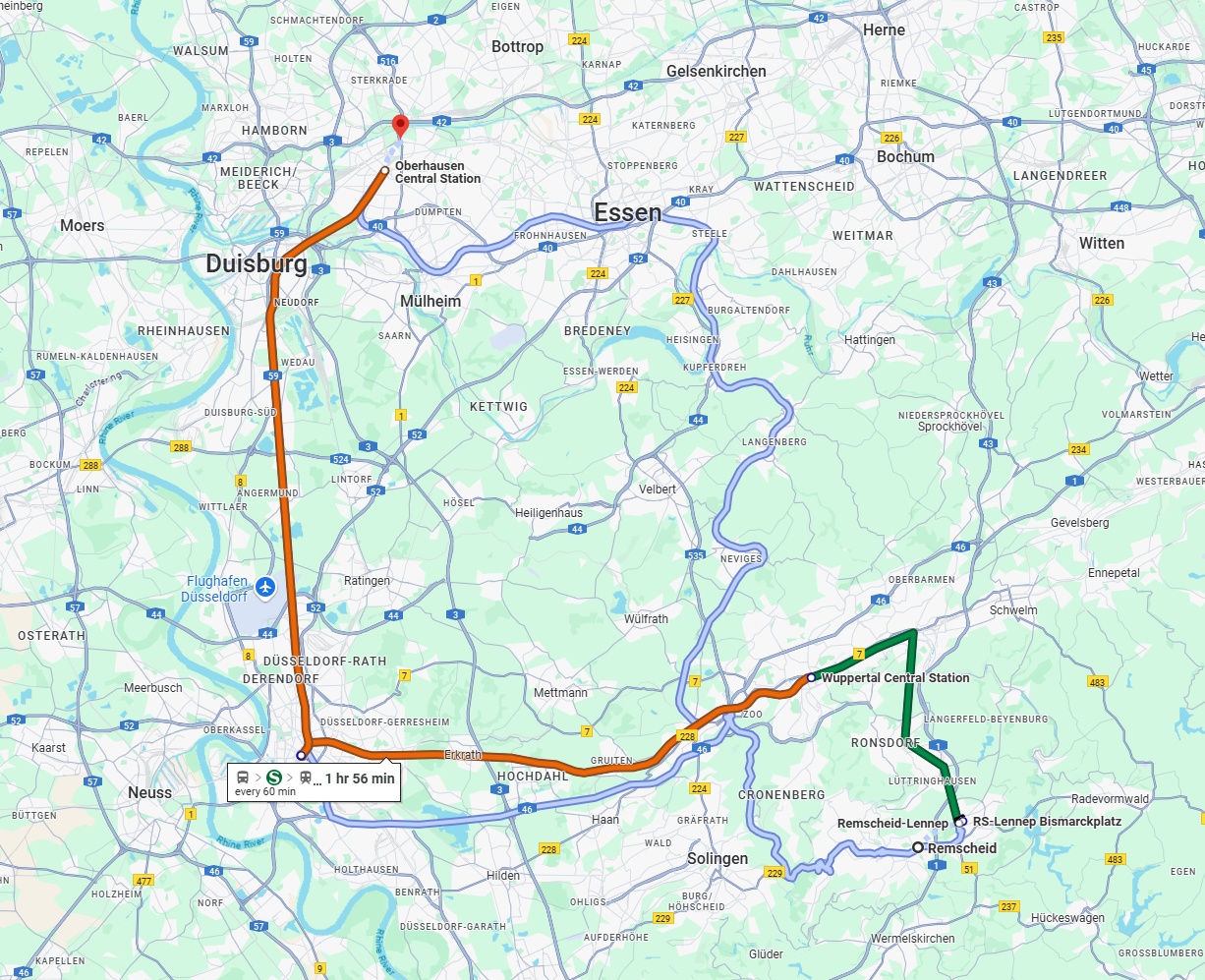 Anreise von Remscheid Zu Oberhausen Über 