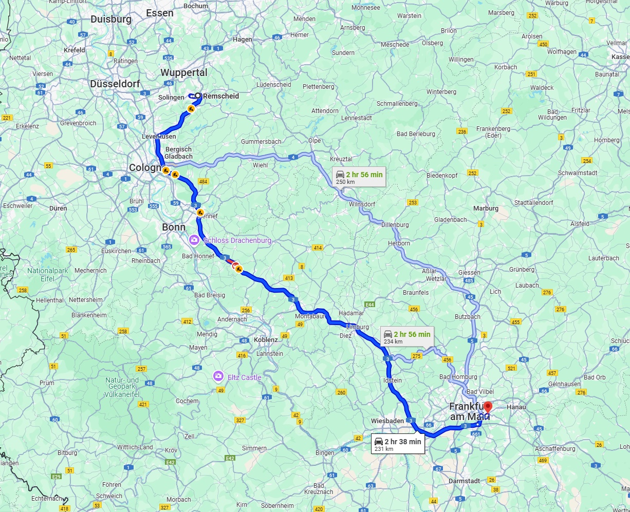 Anreise von Remscheid Zu Offenbach am Main Über via A3
