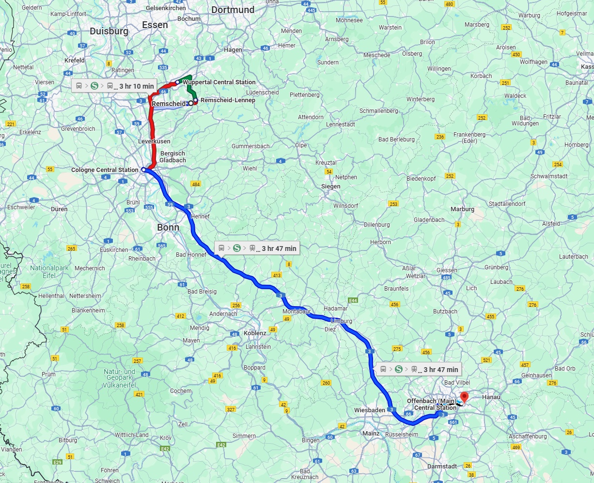 Anreise von Remscheid Zu Offenbach am Main Über 