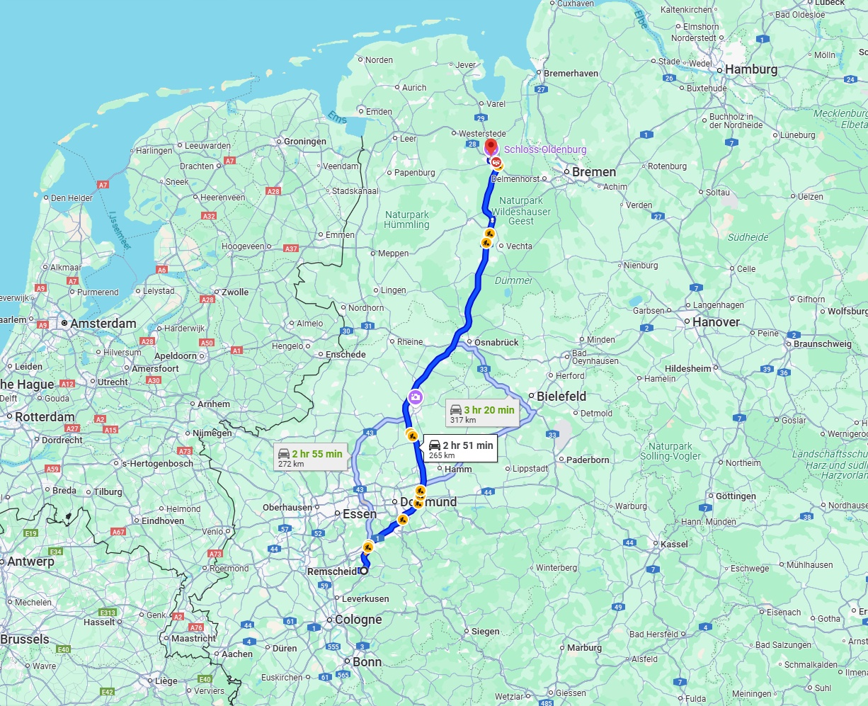 Anreise von Remscheid Zu Oldenburg Über via A1