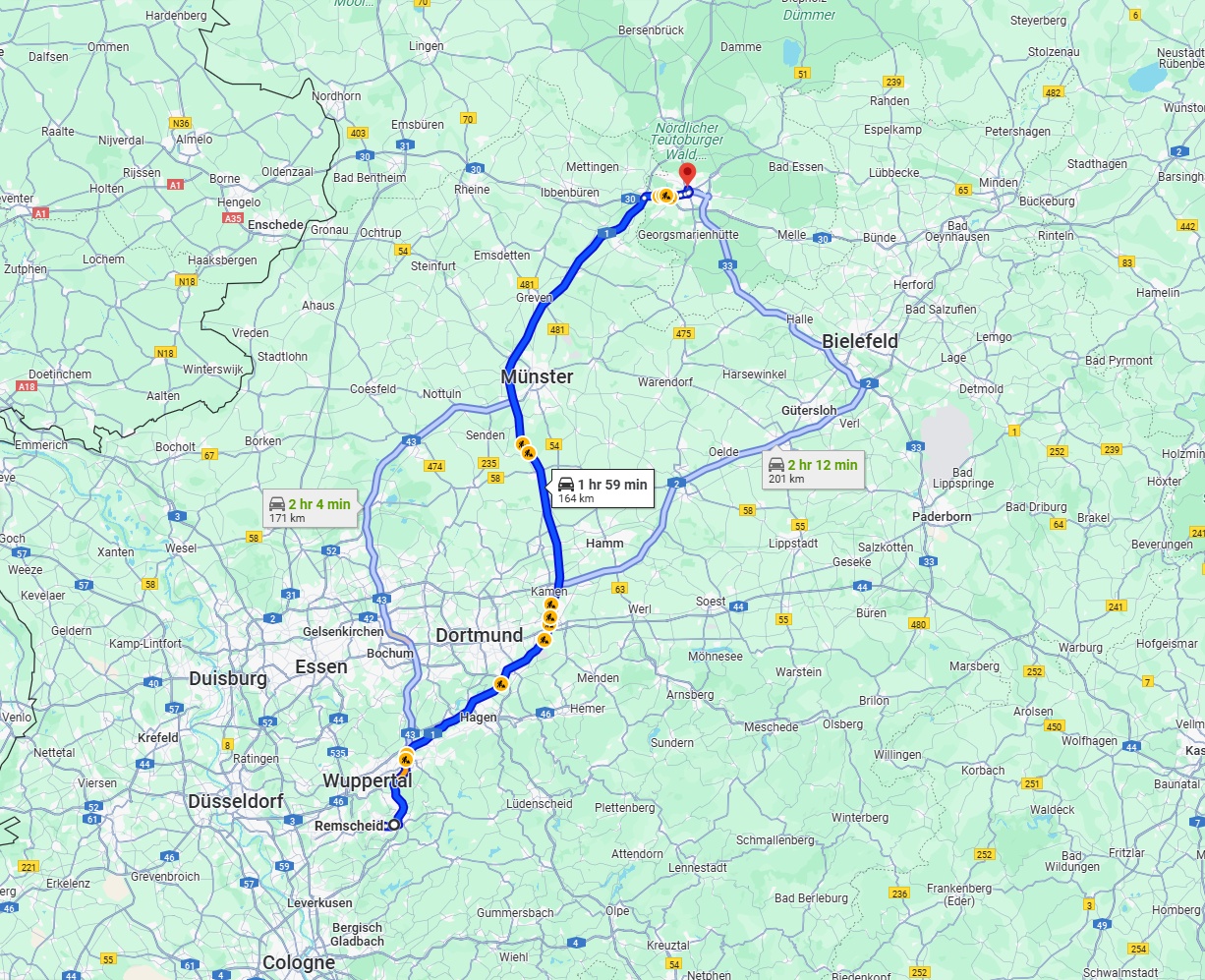 Anreise von Remscheid Zu Osnabrück Über via A1