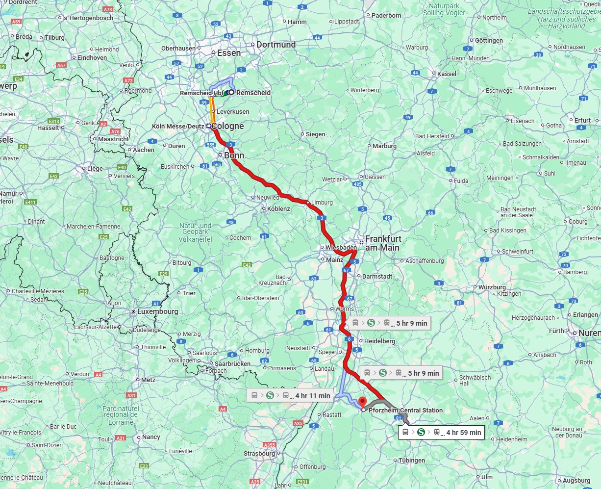 Anreise von Remscheid Zu Pforzheim Über 