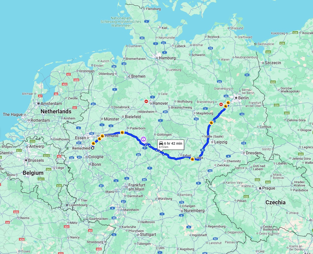 Anreise von Remscheid Zu Potsdam Über via A44 and A9
