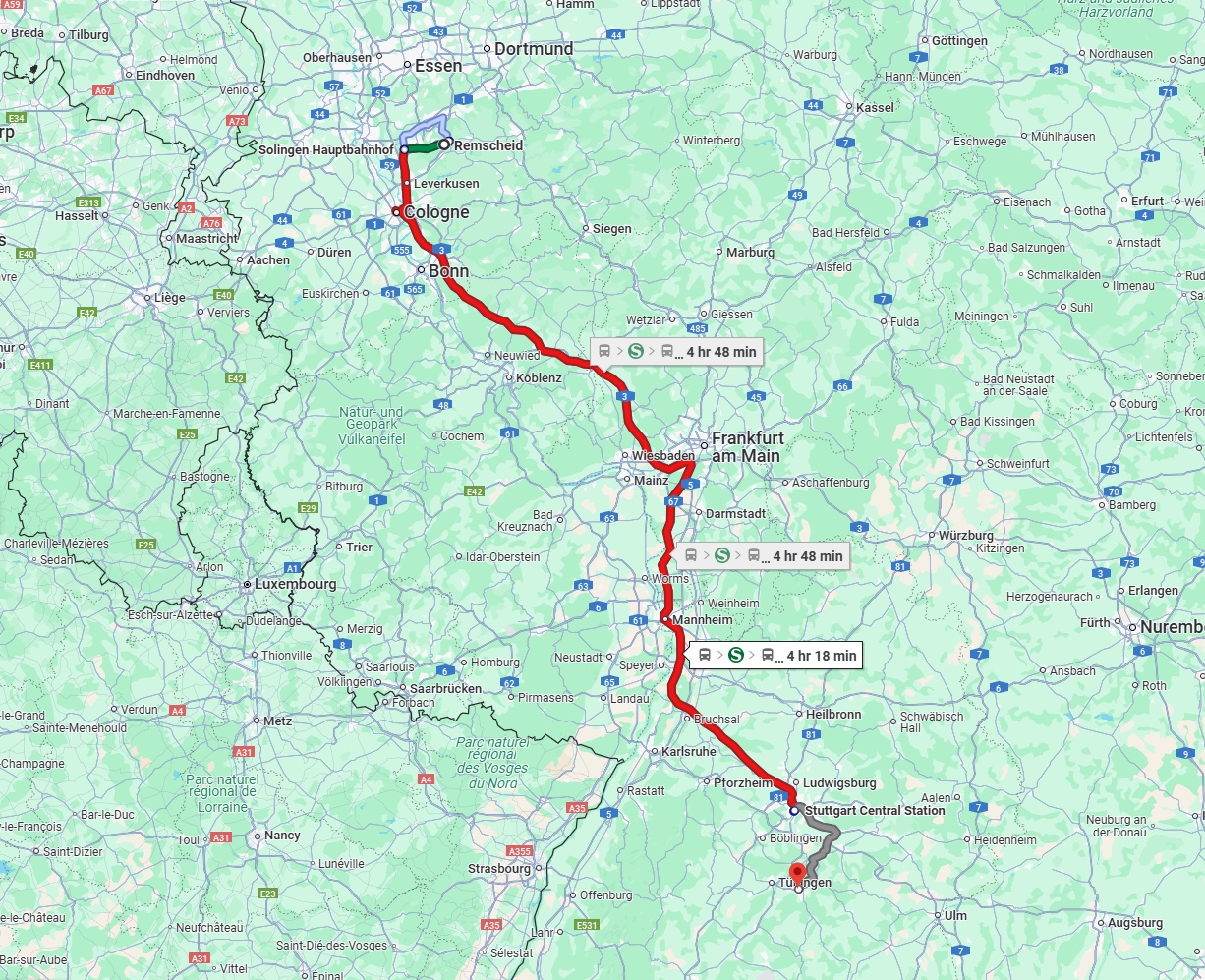 Anreise von Remscheid Zu Reutlingen Über 
