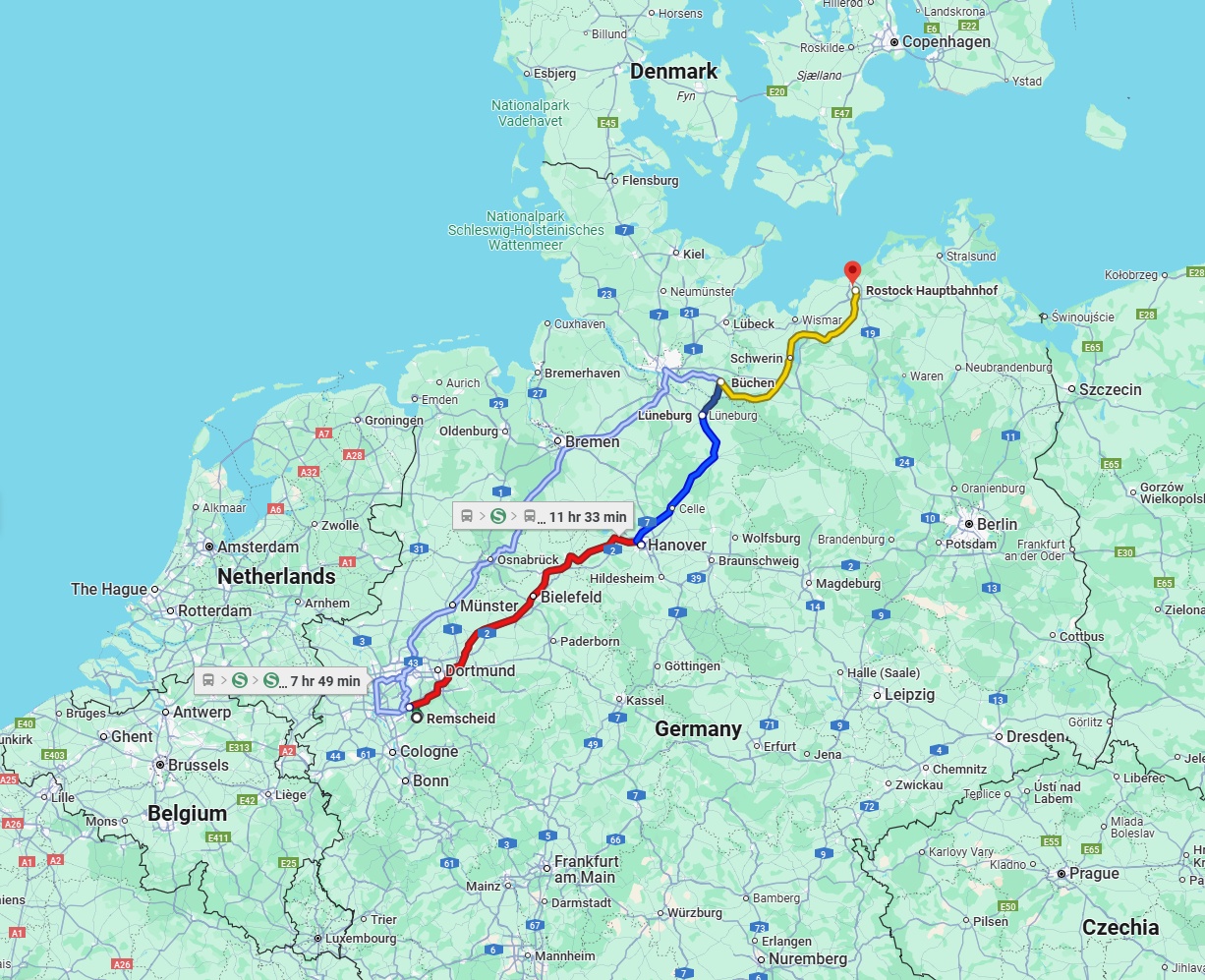 Anreise von Remscheid Zu Rostock Über 