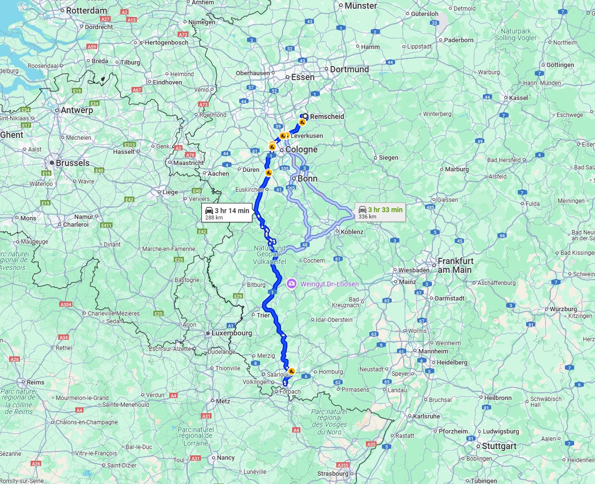 Anreise von Remscheid Zu Saarbrücken Über via A1