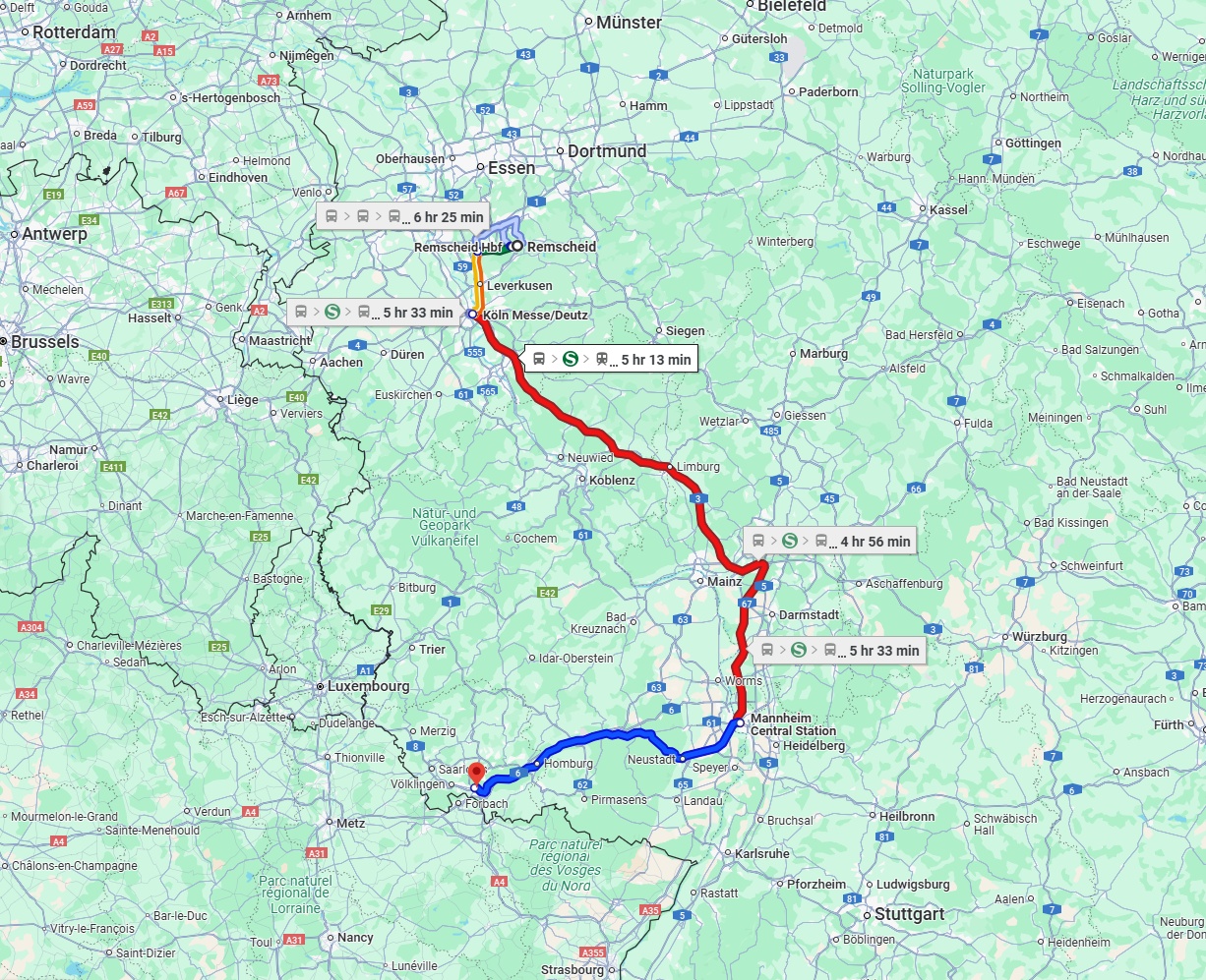Anreise von Remscheid Zu Saarbrücken Über 