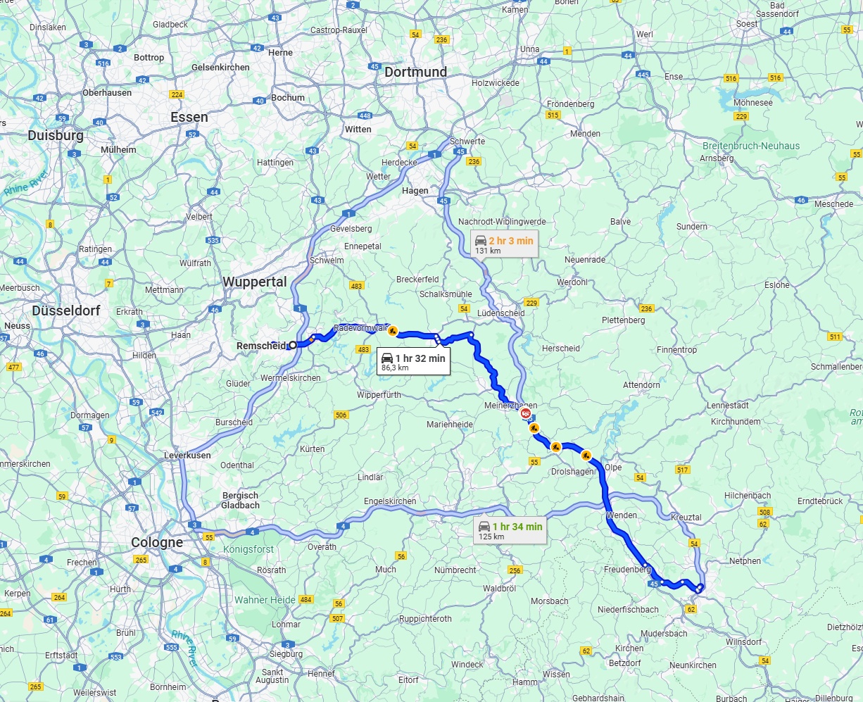 Anreise von Remscheid Zu Siegen Über via B229 and A45