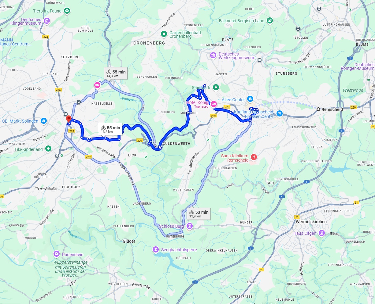 Anreise von Remscheid Zu Solingen Über 