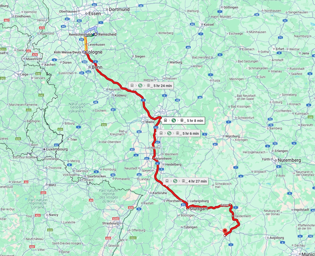 Anreise von Remscheid Zu Ulm Über 