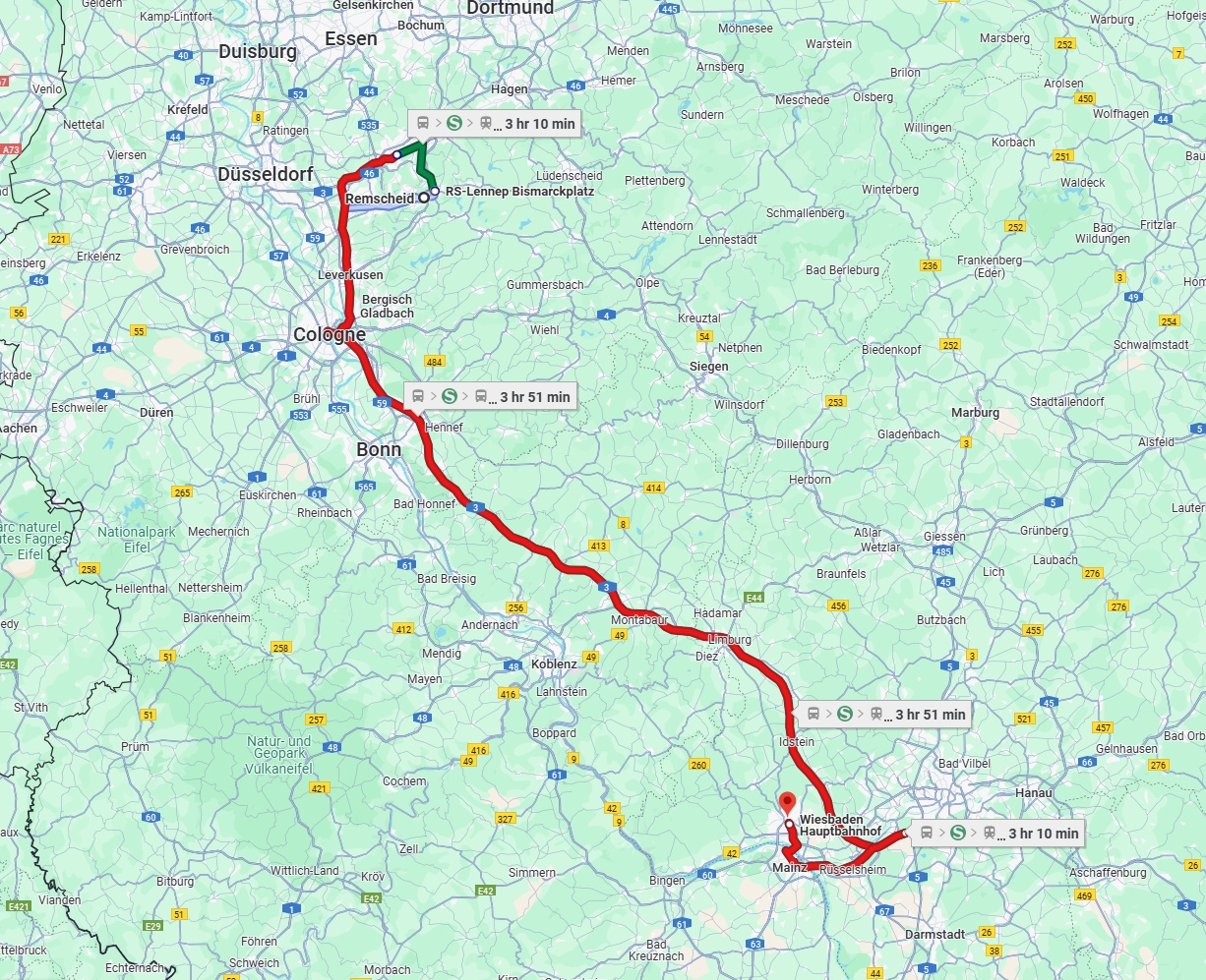 Anreise von Remscheid Zu Wiesbaden Über 