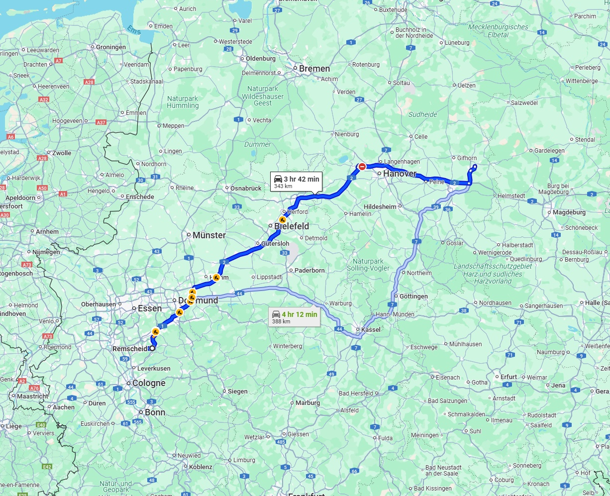Anreise von Remscheid Zu Wolfsburg Über via A2