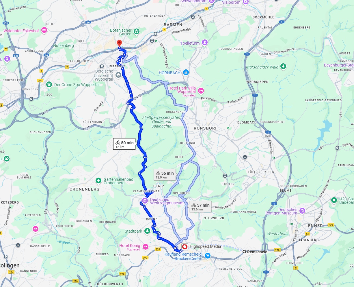 Anreise von Remscheid Zu Wuppertal Über 