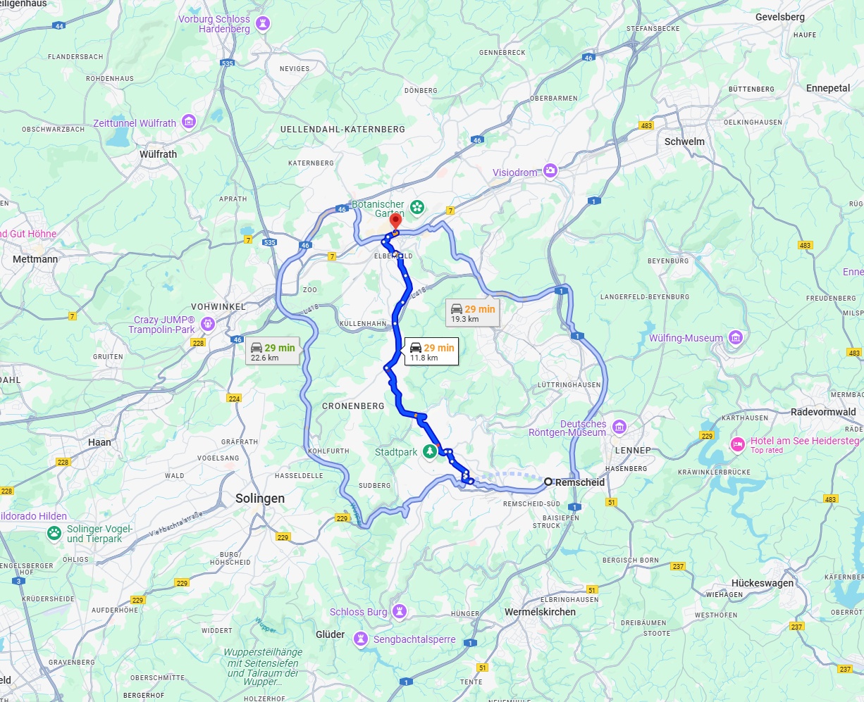Anreise von Remscheid Zu Wuppertal Über via Hastener Str.