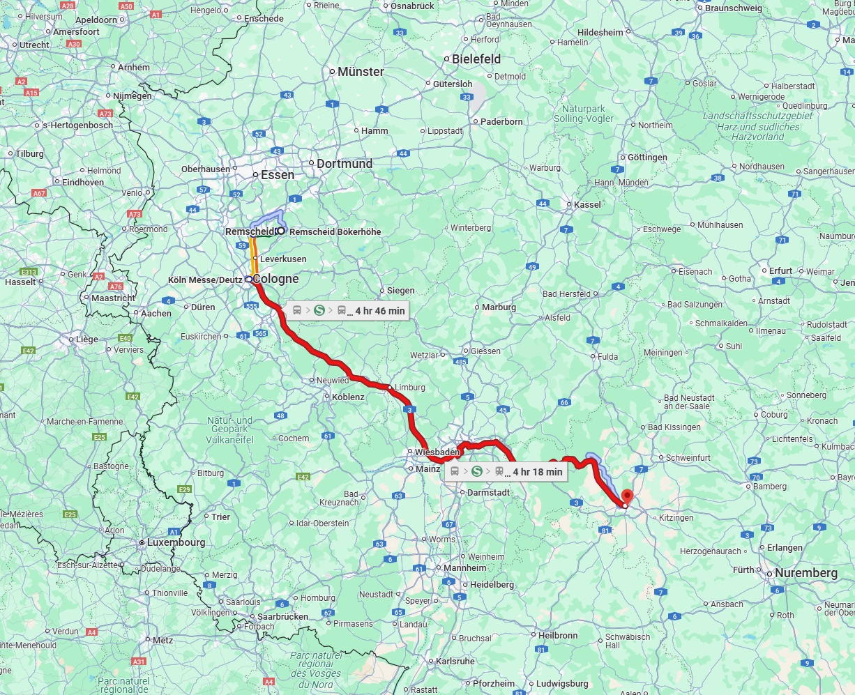 Anreise von Remscheid Zu Würzburg Über 