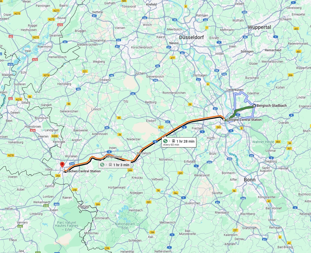 Anreise von Bergisch Gladbach Zu Aachen Über 