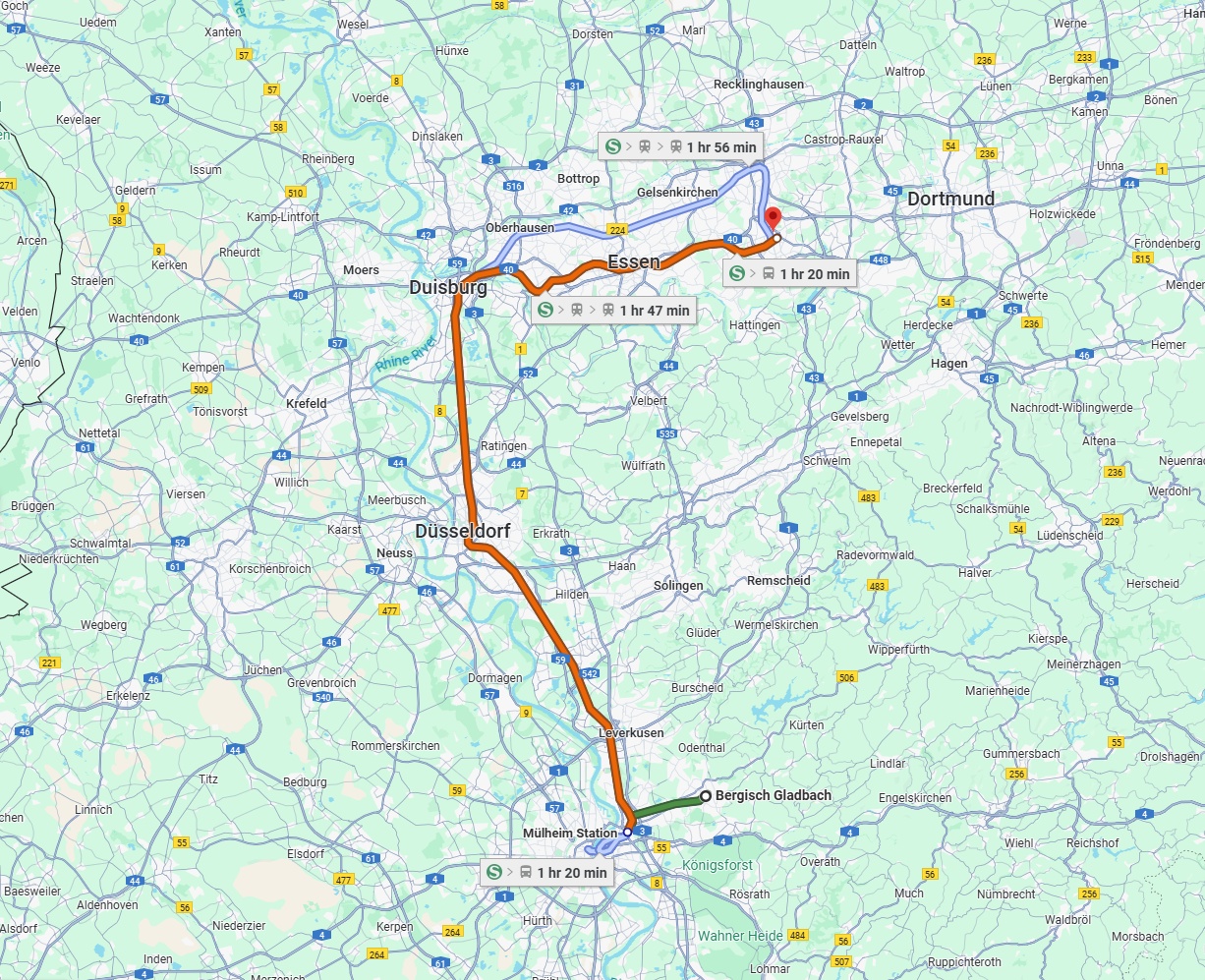 Anreise von Bergisch Gladbach Zu Bochum Über 