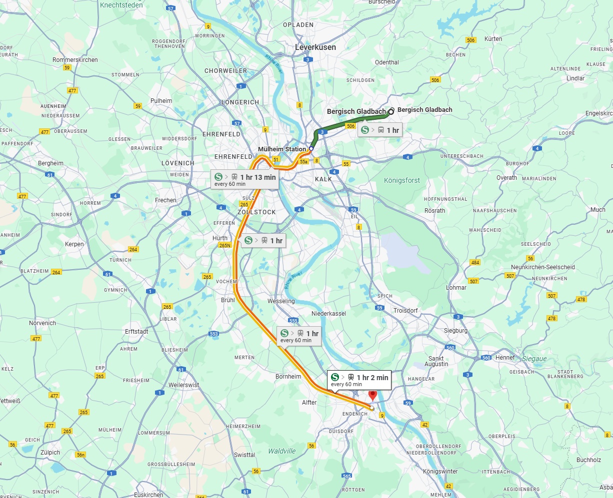 Anreise von Bergisch Gladbach Zu Bonn Über 