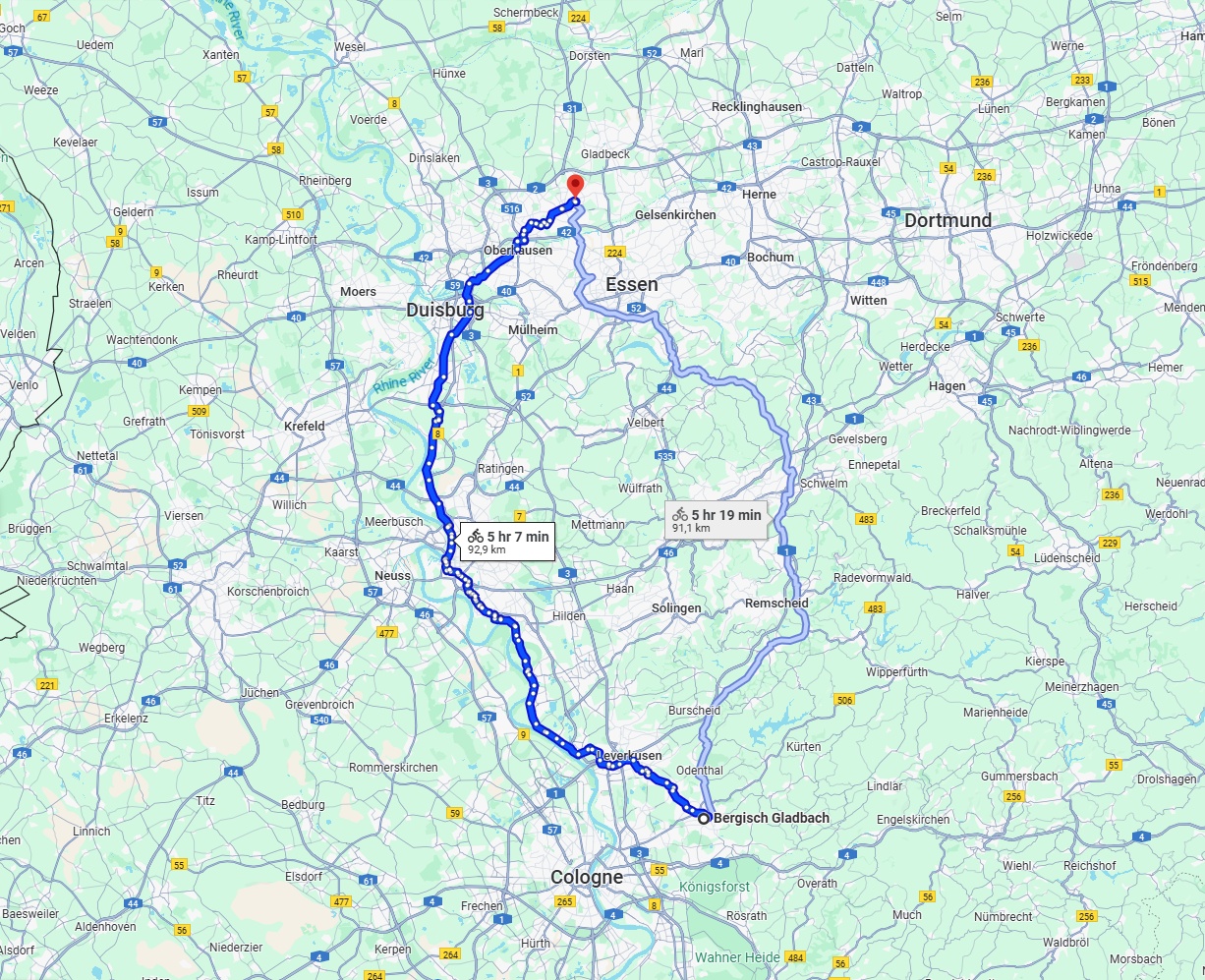 Anreise von Bergisch Gladbach Zu Bottrop Über 