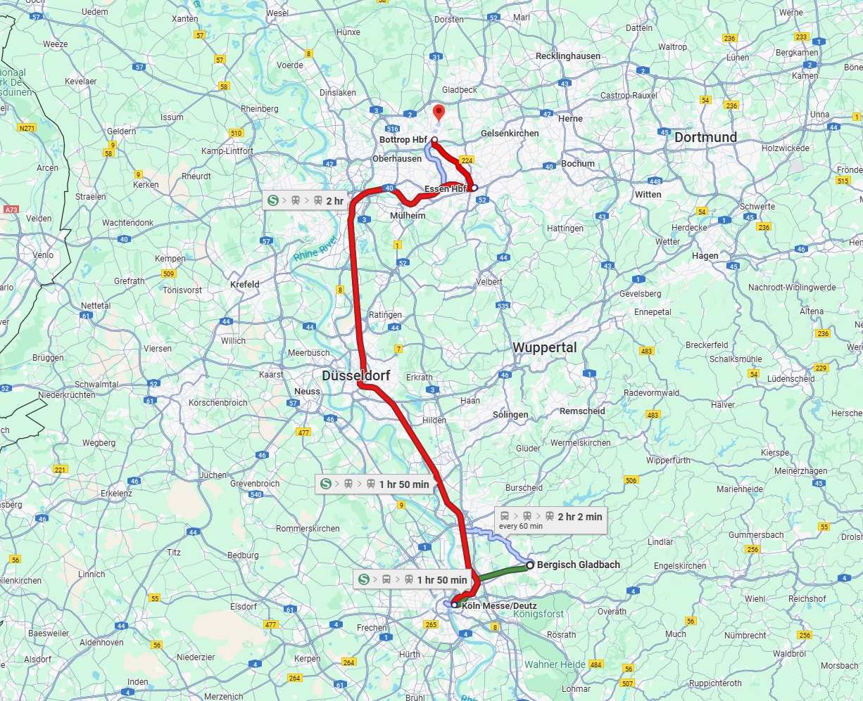 Anreise von Bergisch Gladbach Zu Bottrop Über 