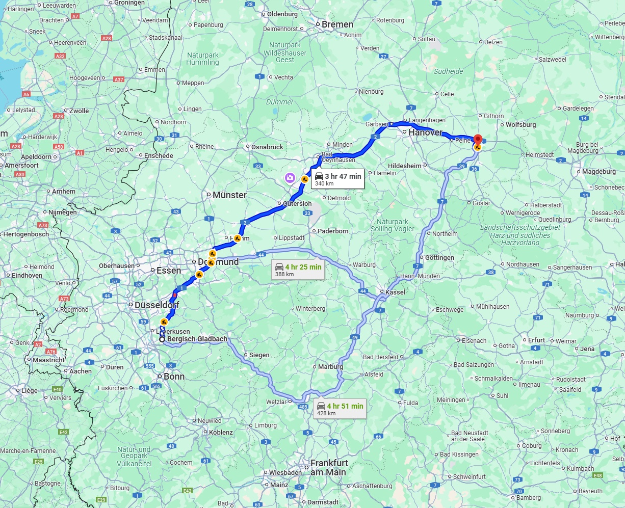 Anreise von Bergisch Gladbach Zu Braunschweig Über via A2