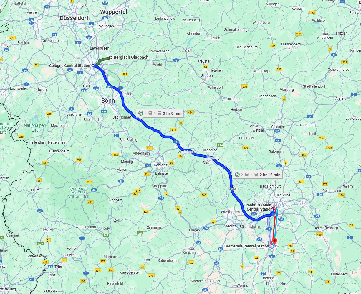 Anreise von Bergisch Gladbach Zu Darmstadt Über 