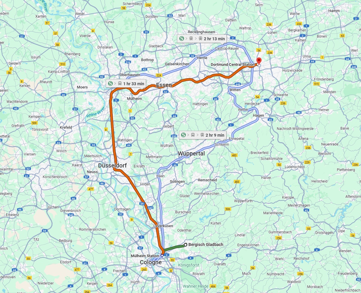 Anreise von Bergisch Gladbach Zu Dortmund Über 