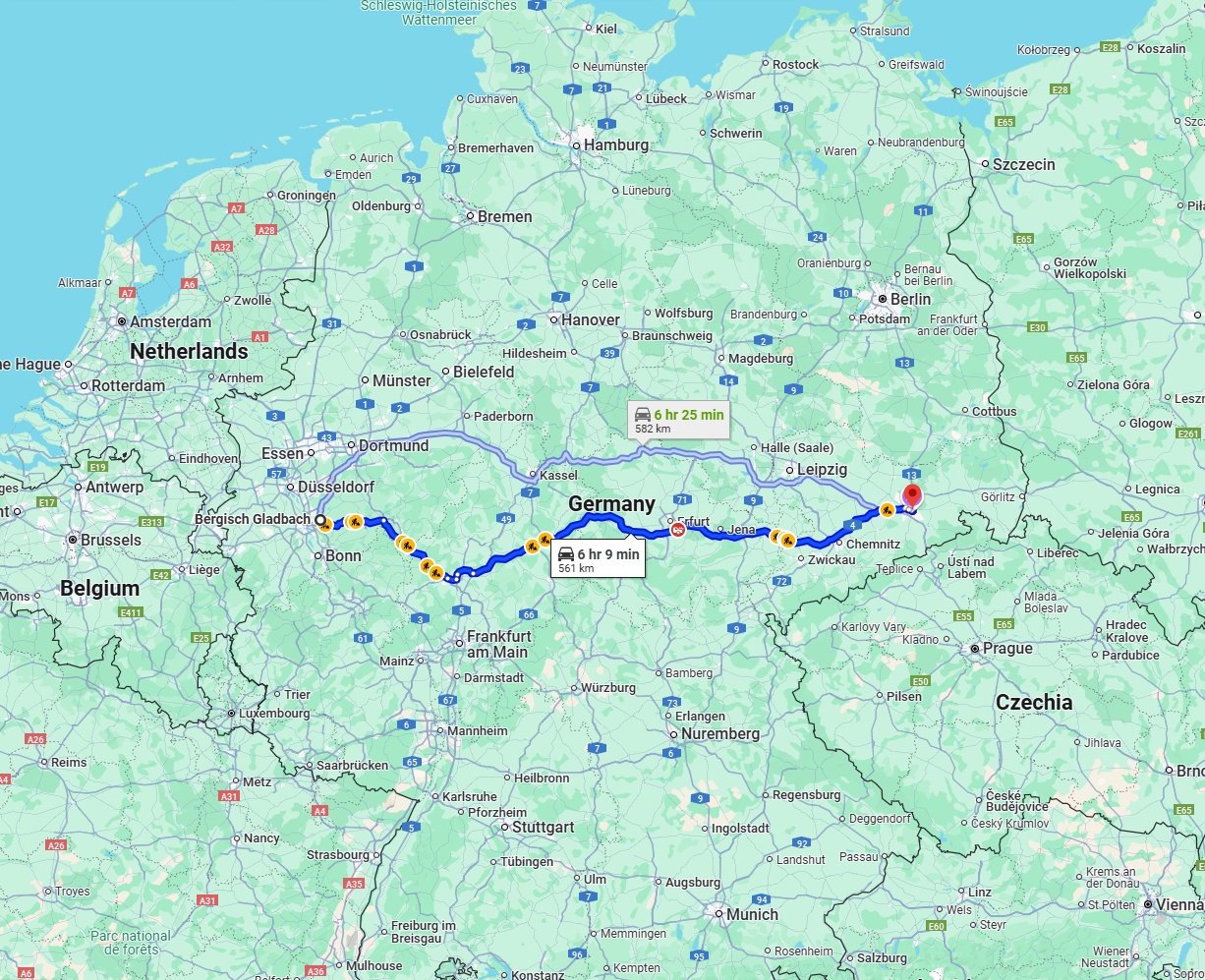 Anreise von Bergisch Gladbach Zu Dresden Über via A4