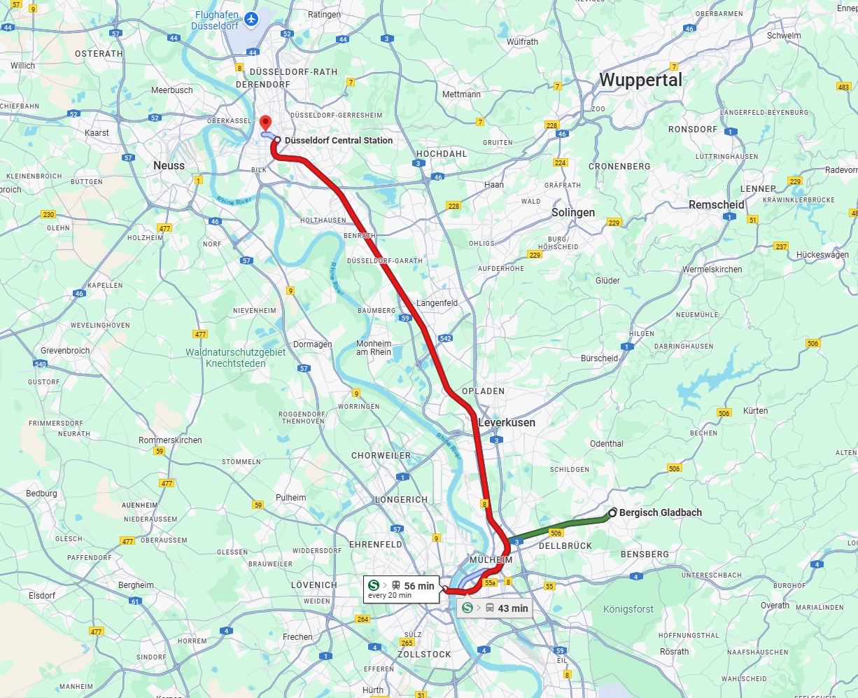 Anreise von Bergisch Gladbach Zu Düsseldorf Über 