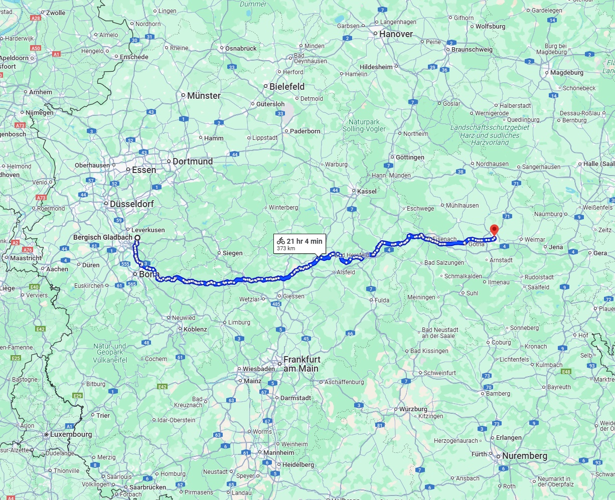 Anreise von Bergisch Gladbach Zu Erfurt Über 