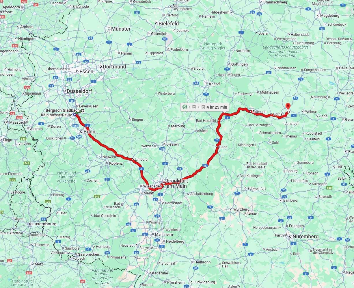 Anreise von Bergisch Gladbach Zu Erfurt Über 