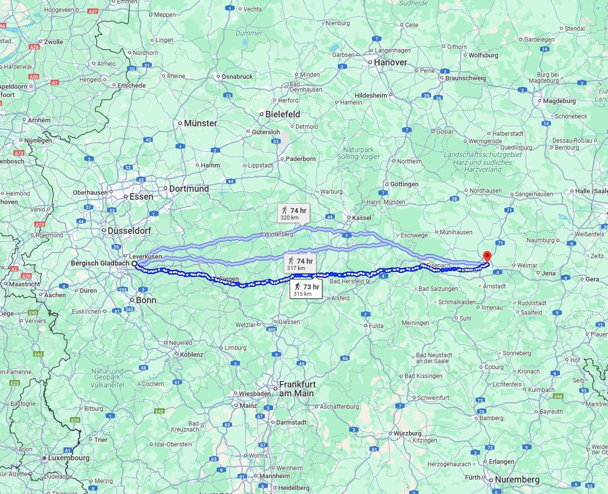 Anreise von Bergisch Gladbach Zu Erfurt Über 