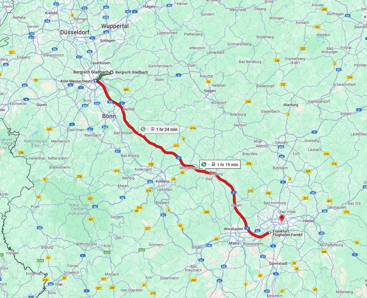Anreise von Bergisch Gladbach Zu Frankfurt am Main Über 