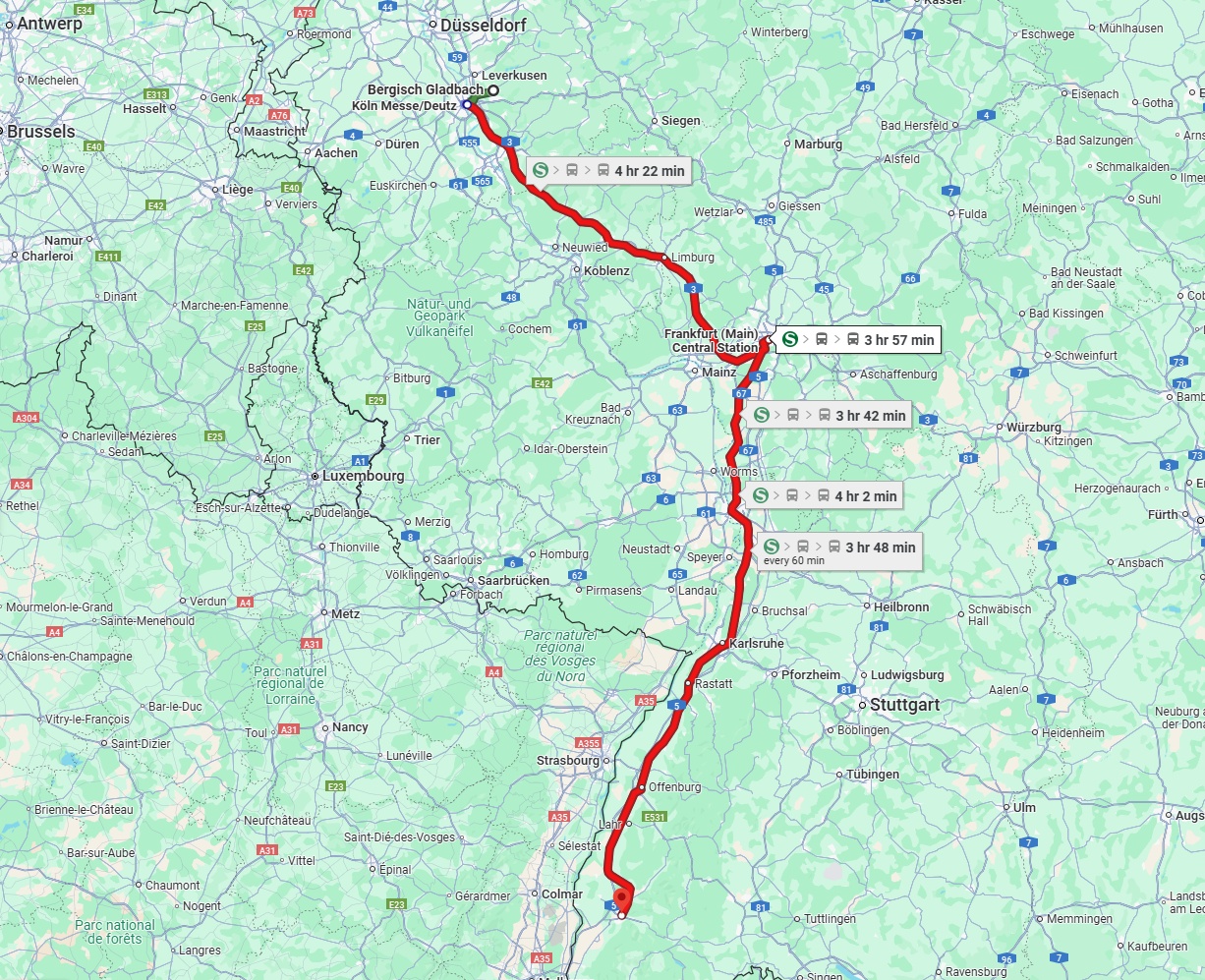Anreise von Bergisch Gladbach Zu Freiburg im Breisgau Über 