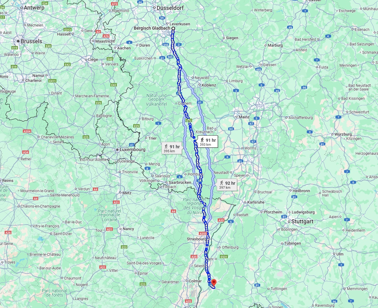 Anreise von Bergisch Gladbach Zu Freiburg im Breisgau Über 