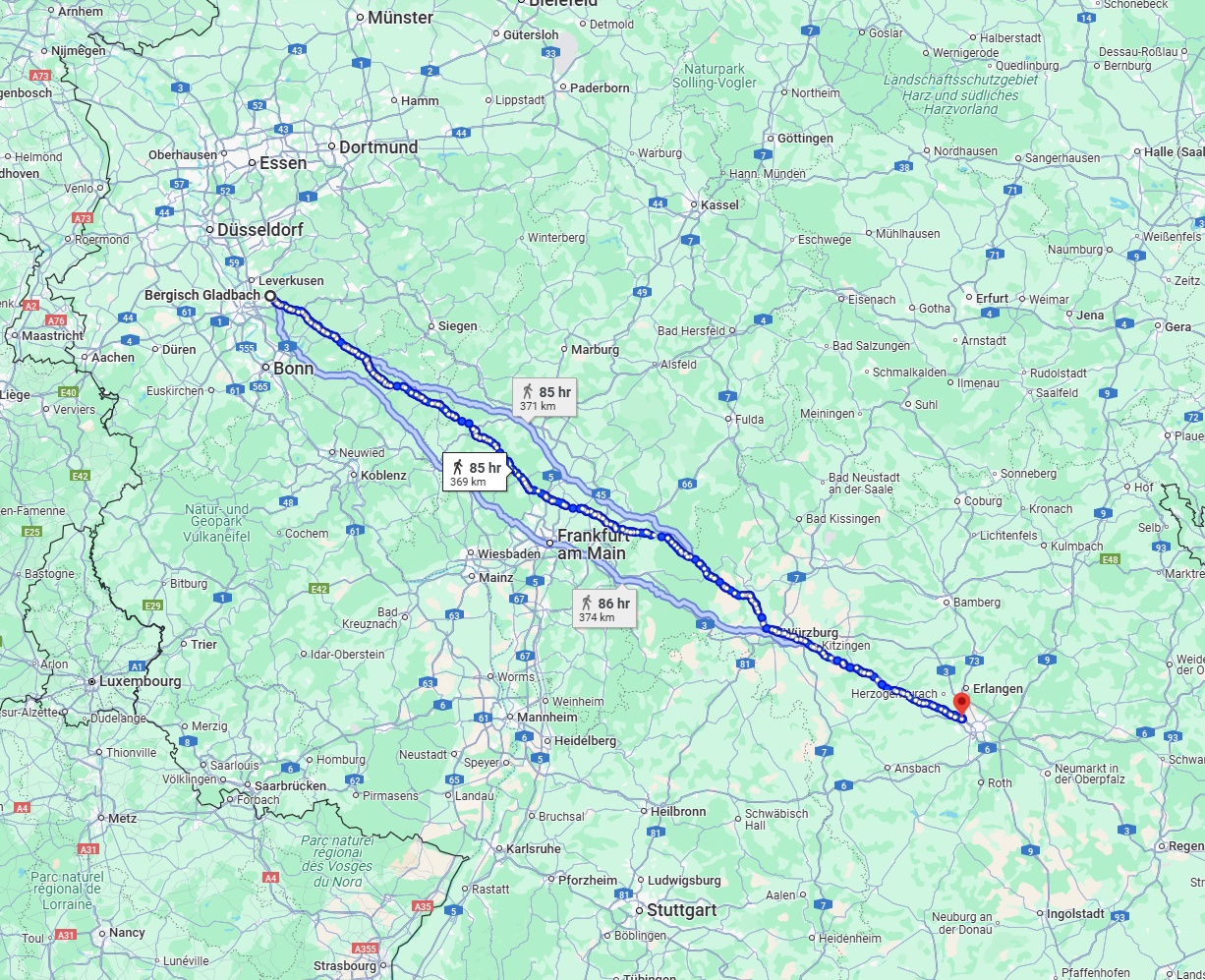 Anreise von Bergisch Gladbach Zu Fürth Über 