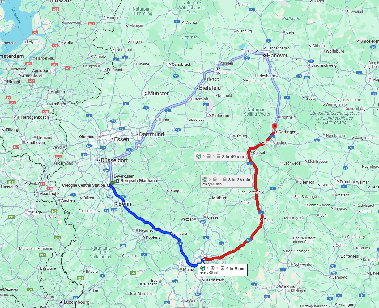 Anreise von Bergisch Gladbach Zu Göttingen Über 