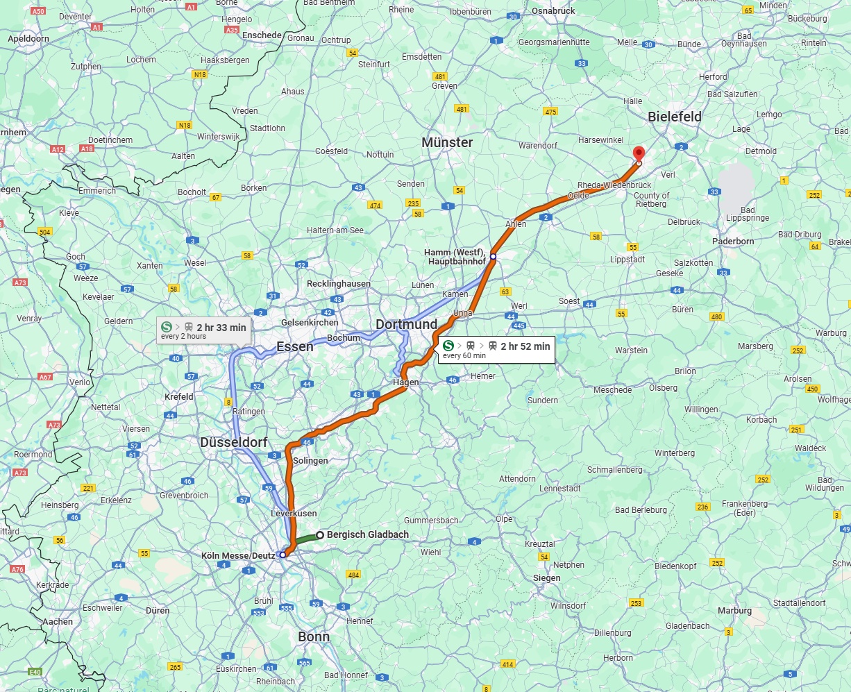 Anreise von Bergisch Gladbach Zu Gütersloh Über 
